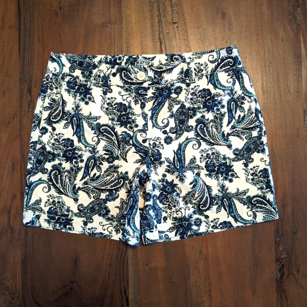 Ann Taylor LOFT Paisley Cotton Shorts Size 6 Mid Length 100% Cotton